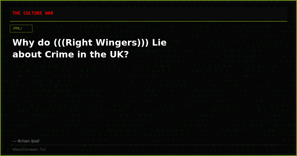 Why do (((Right Wingers))) Lie about Crime in the UK?