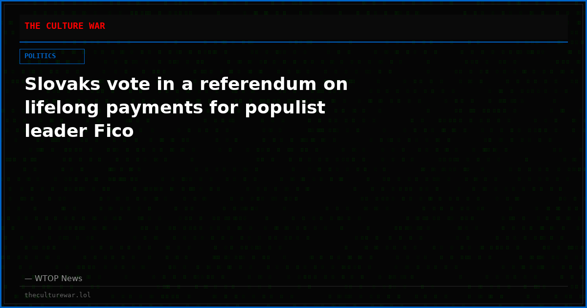 Slovaks vote in a referendum on lifelong payments for populist leader Fico