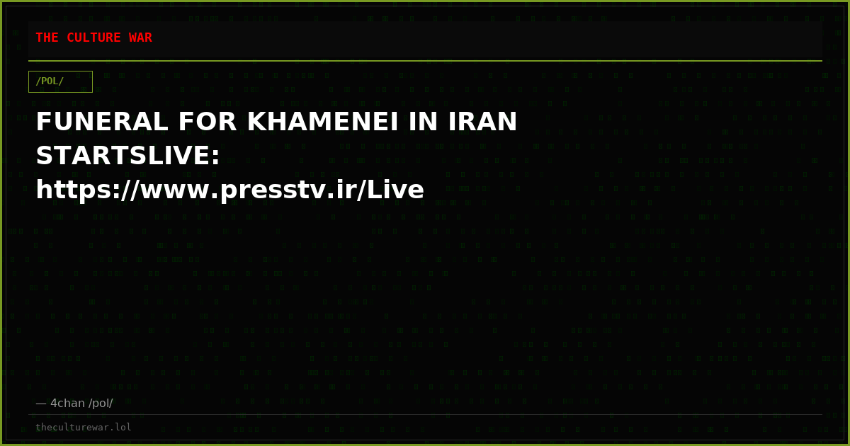 FUNERAL FOR KHAMENEI IN IRAN STARTSLIVE: https://www.presstv.ir/Live