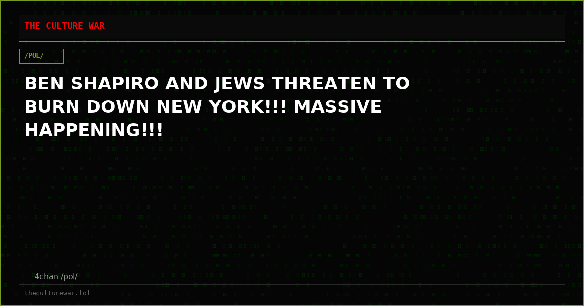 BEN SHAPIRO AND JEWS THREATEN TO BURN DOWN NEW YORK!!! MASSIVE HAPPENING!!!