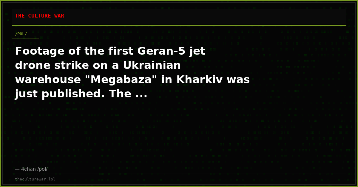 Footage of the first Geran-5 jet drone strike on a Ukrainian warehouse "Megabaza" in Kharkiv was just published. The ...