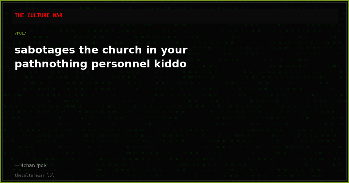 sabotages the church in your pathnothing personnel kiddo