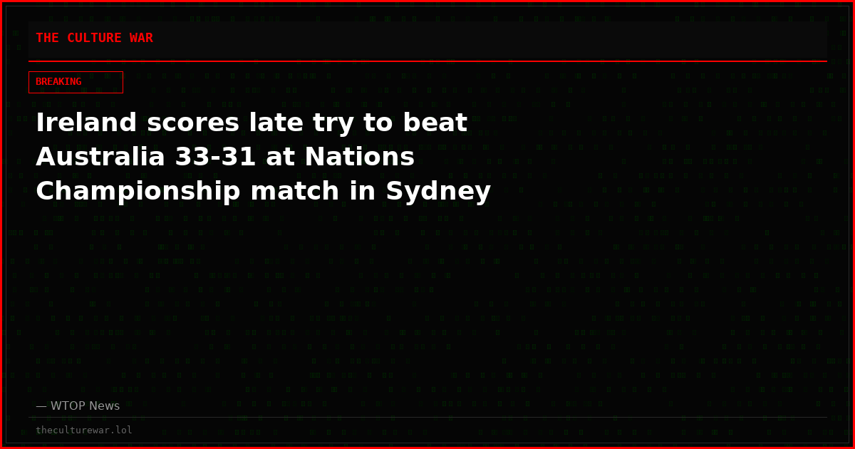 Ireland scores late try to beat Australia 33-31 at Nations Championship match in Sydney