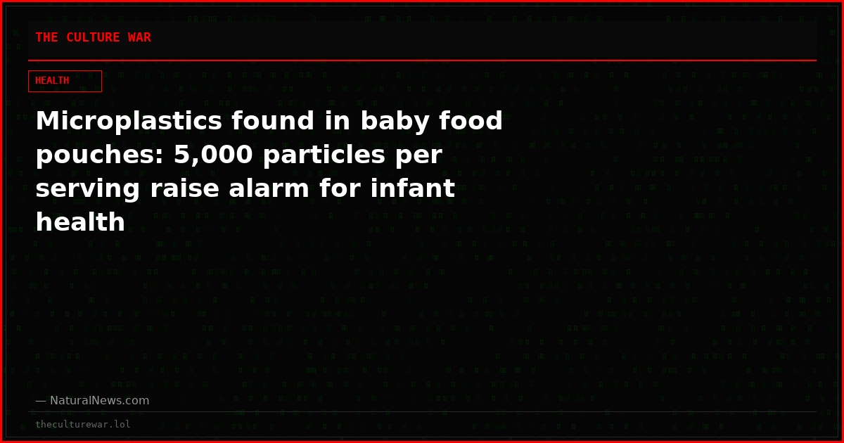 Microplastics found in baby food pouches: 5,000 particles per serving raise alarm for infant health