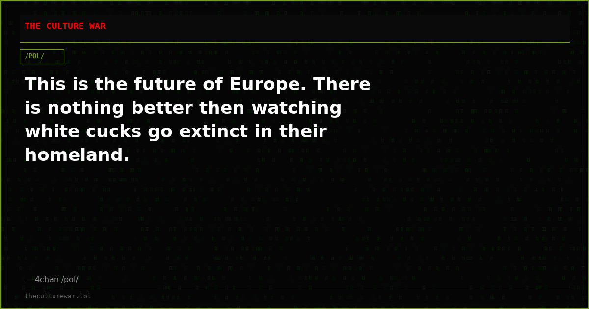 This is the future of Europe. There is nothing better then watching white cucks go extinct in their homeland.