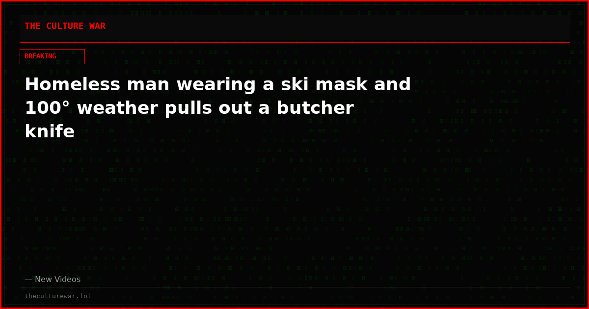 Homeless man wearing a ski mask and 100° weather pulls out a butcher knife