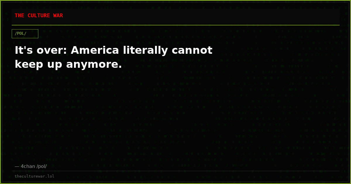 It's over: America literally cannot keep up anymore.