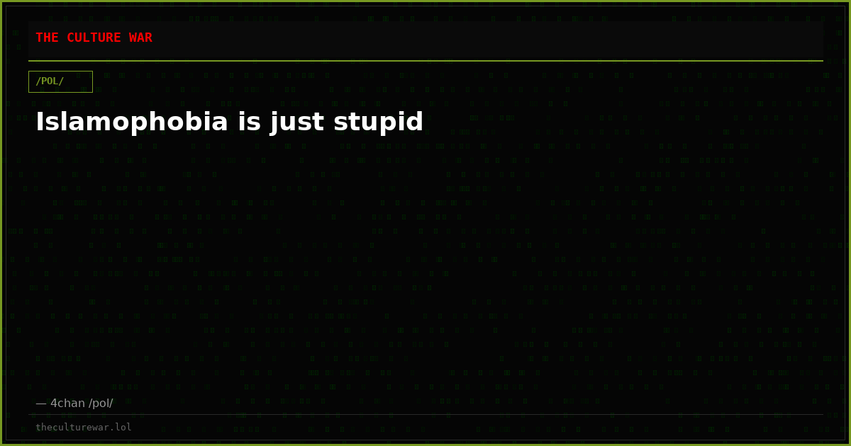 Islamophobia is just stupid