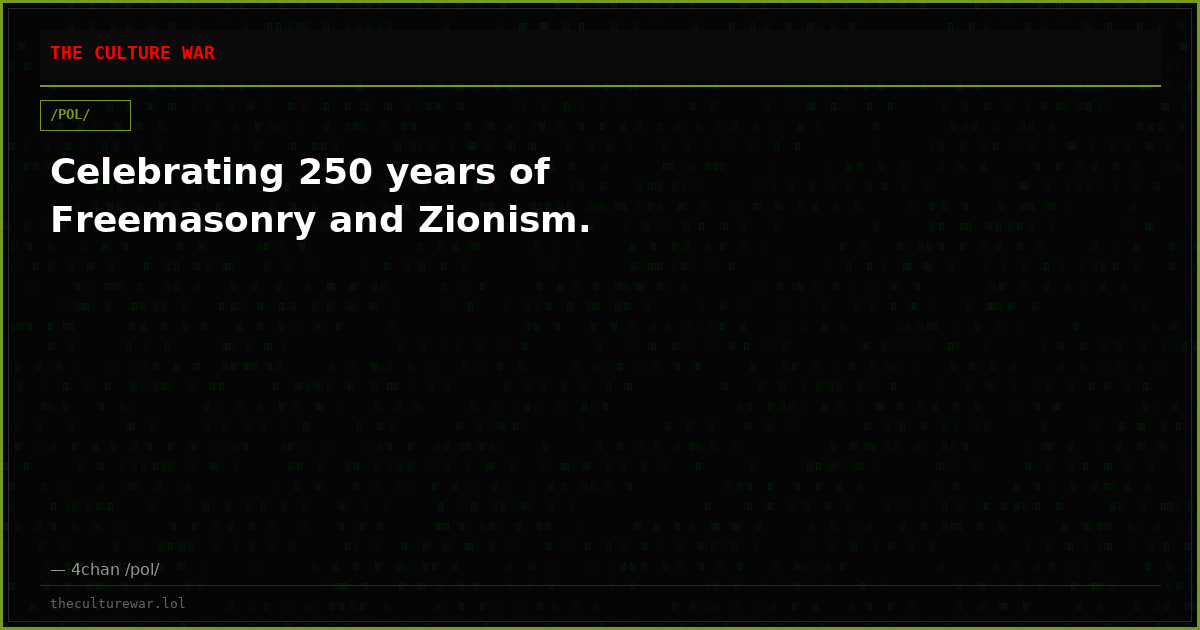 Celebrating 250 years of Freemasonry and Zionism.