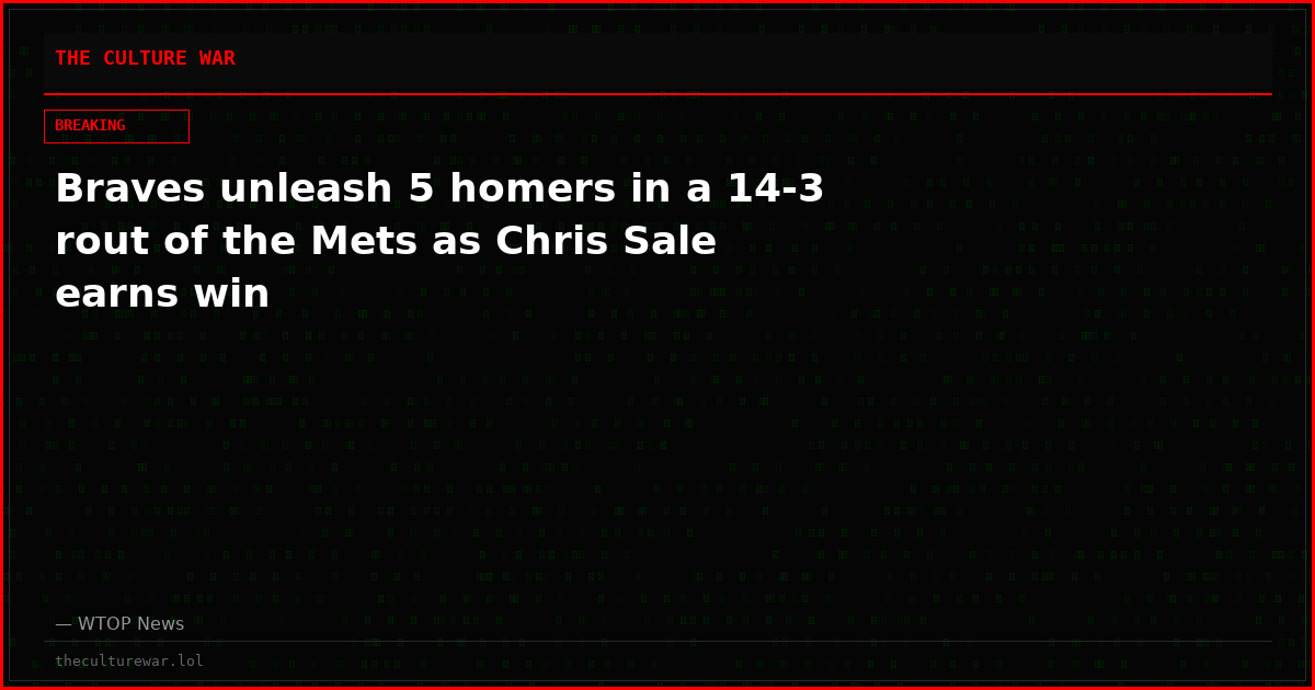 Braves unleash 5 homers in a 14-3 rout of the Mets as Chris Sale earns win