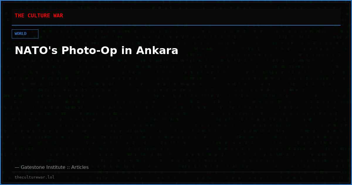NATO's Photo-Op in Ankara