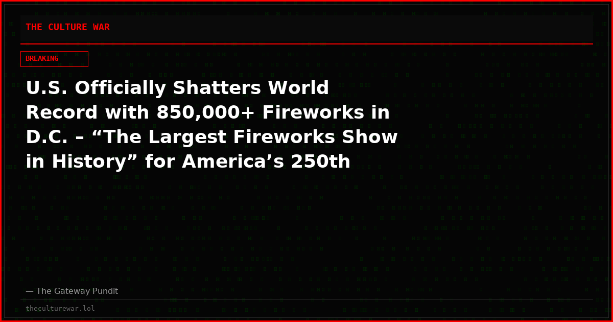 U.S. Officially Shatters World Record with 850,000+ Fireworks in D.C. – “The Largest Fireworks Show in History” for America’s 250th Birthday