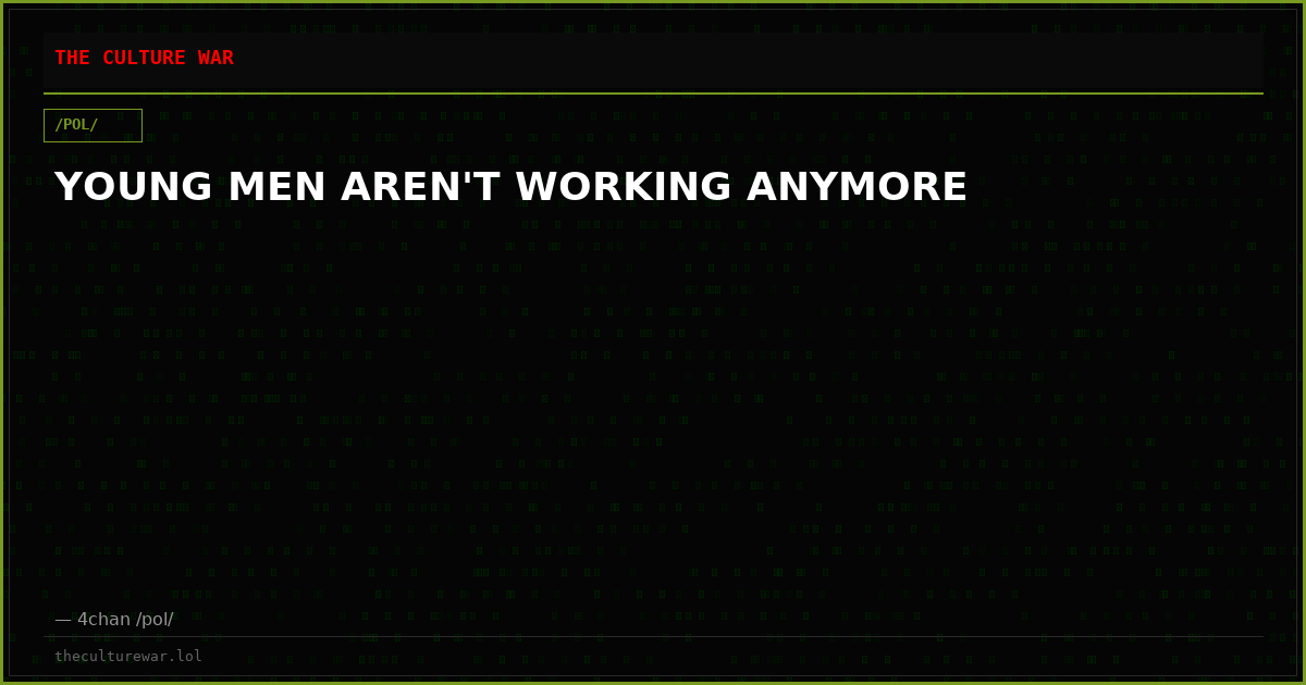 YOUNG MEN AREN'T WORKING ANYMORE