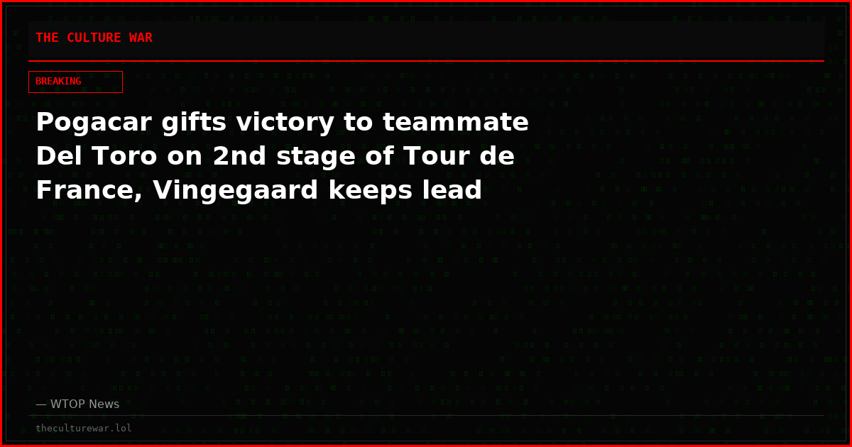 Pogacar gifts victory to teammate Del Toro on 2nd stage of Tour de France, Vingegaard keeps lead