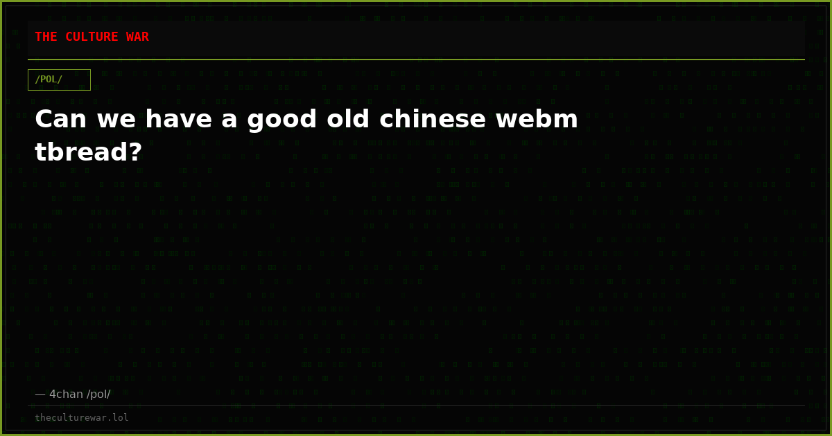 Can we have a good old chinese webm tbread?