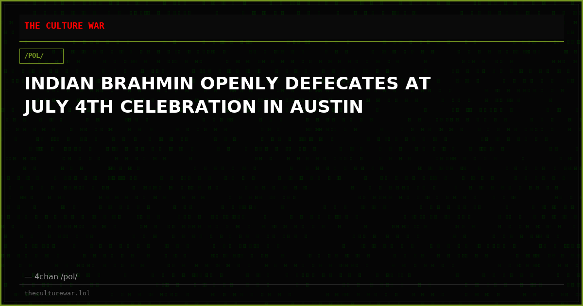 INDIAN BRAHMIN OPENLY DEFECATES AT JULY 4TH CELEBRATION IN AUSTIN