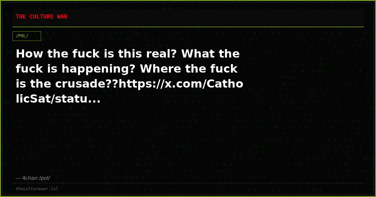 How the fuck is this real? What the fuck is happening? Where the fuck is the crusade??https://x.com/CatholicSat/statu...