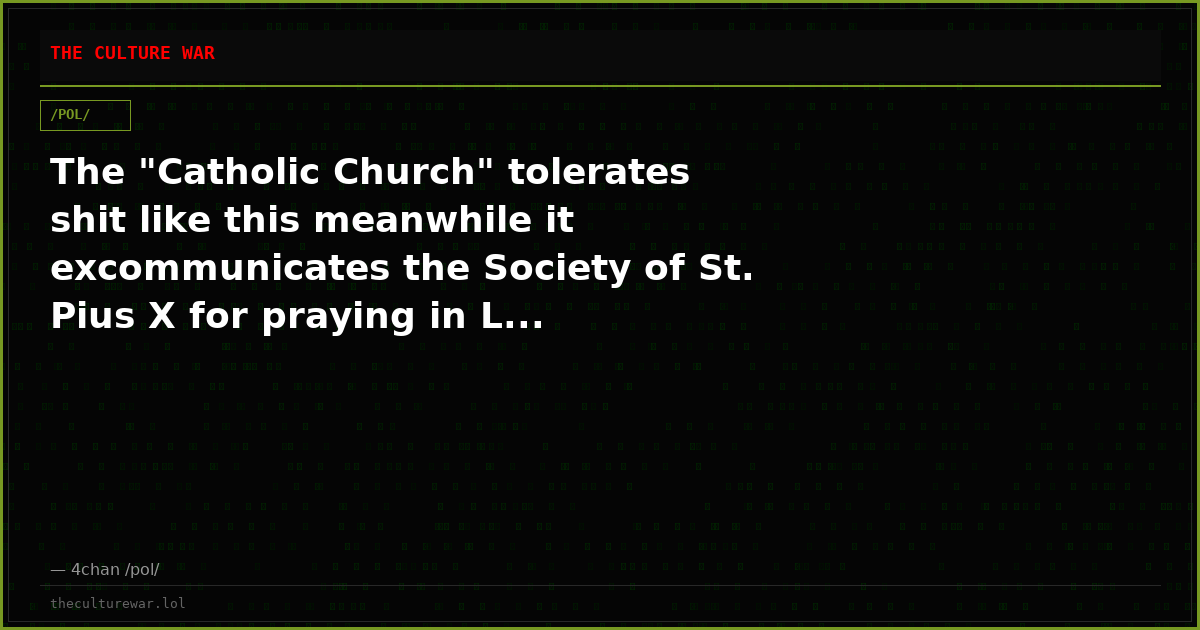 The "Catholic Church" tolerates shit like this meanwhile it excommunicates the Society of St. Pius X for praying in L...