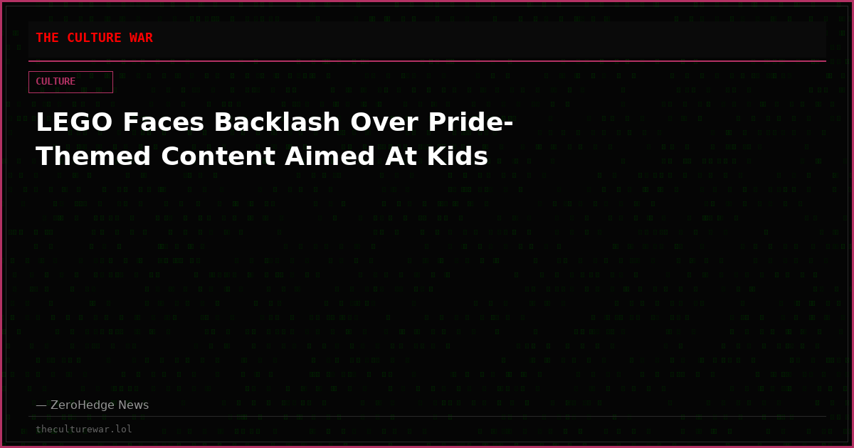 LEGO Faces Backlash Over Pride-Themed Content Aimed At Kids