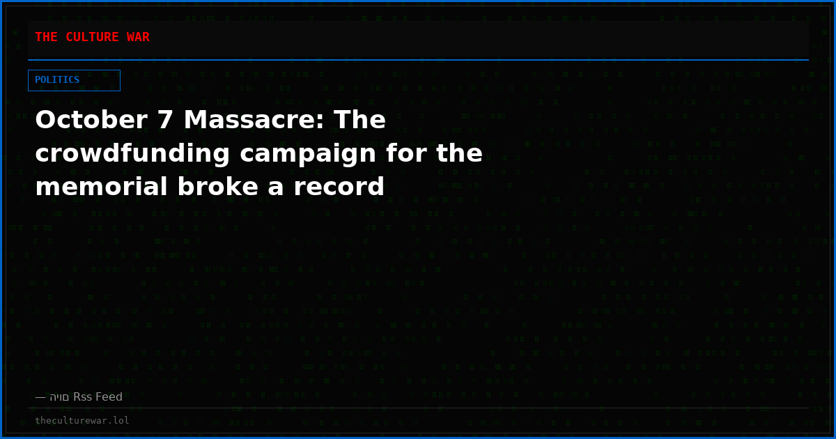 October 7 Massacre: The crowdfunding campaign for the memorial broke a record