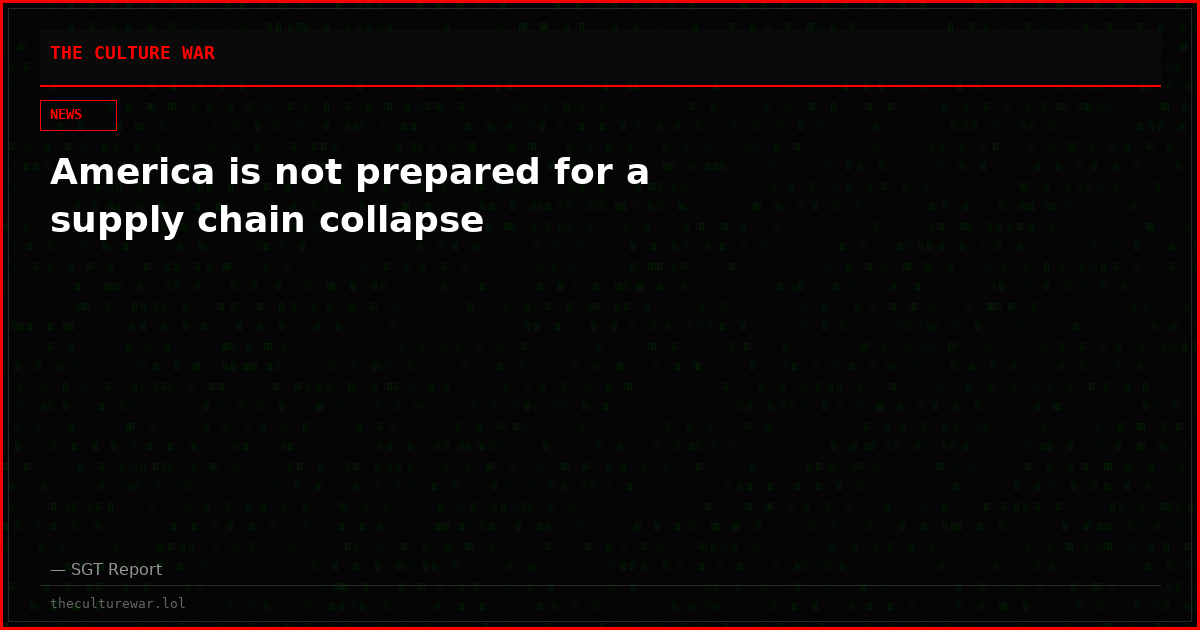 America is not prepared for a supply chain collapse