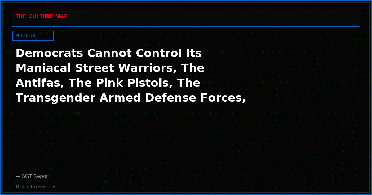 Democrats Cannot Control Its Maniacal Street Warriors, The Antifas, The Pink Pistols, The Transgender Armed Defense Forces, And Whatever Remains Of BLM
