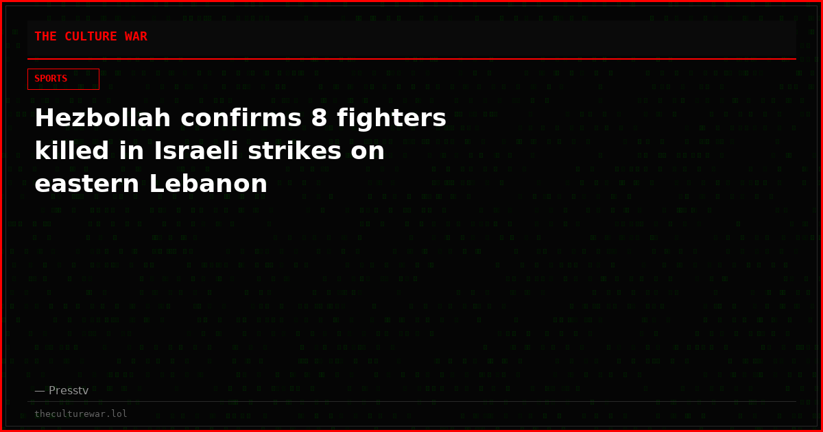 Hezbollah confirms 8 fighters killed in Israeli strikes on eastern Lebanon