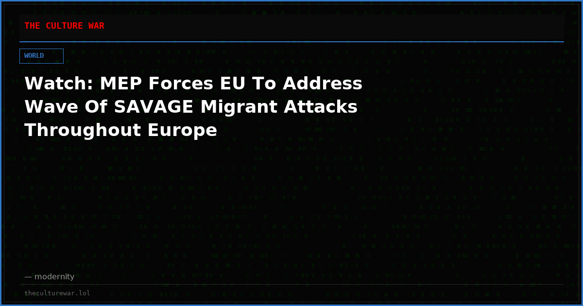 Watch: MEP Forces EU To Address Wave Of SAVAGE Migrant Attacks Throughout Europe