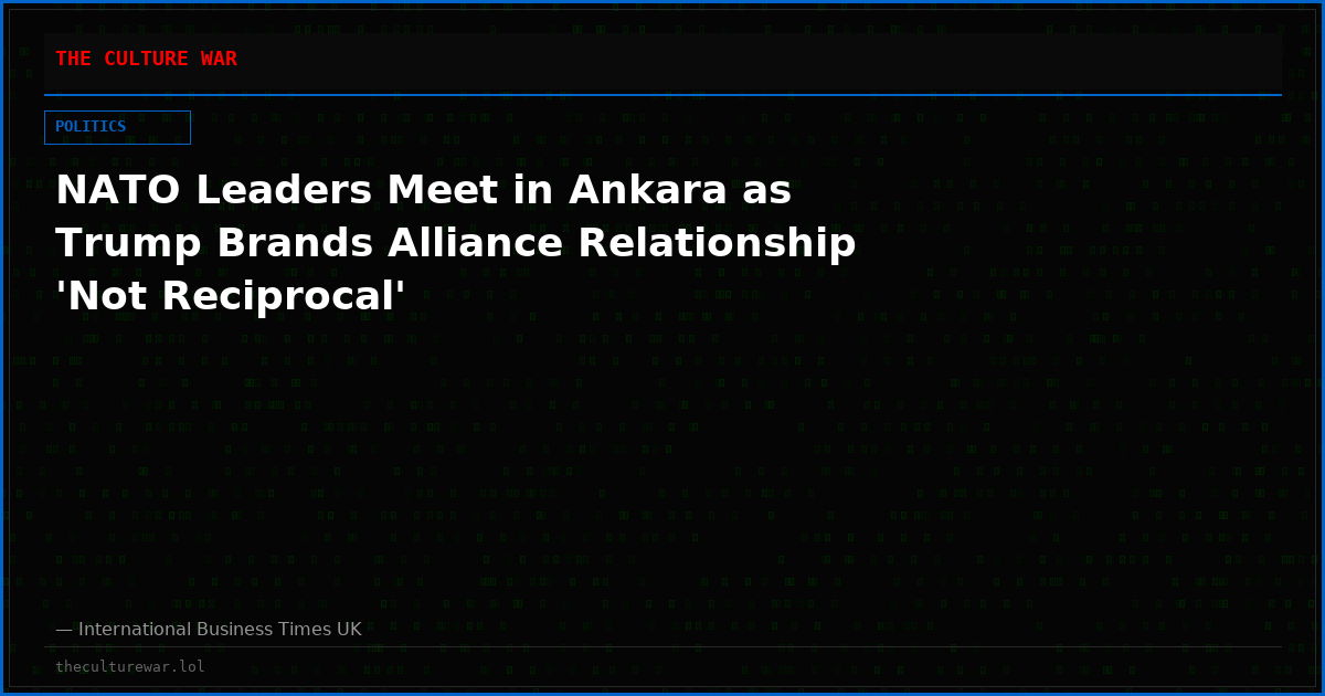 NATO Leaders Meet in Ankara as Trump Brands Alliance Relationship 'Not Reciprocal'