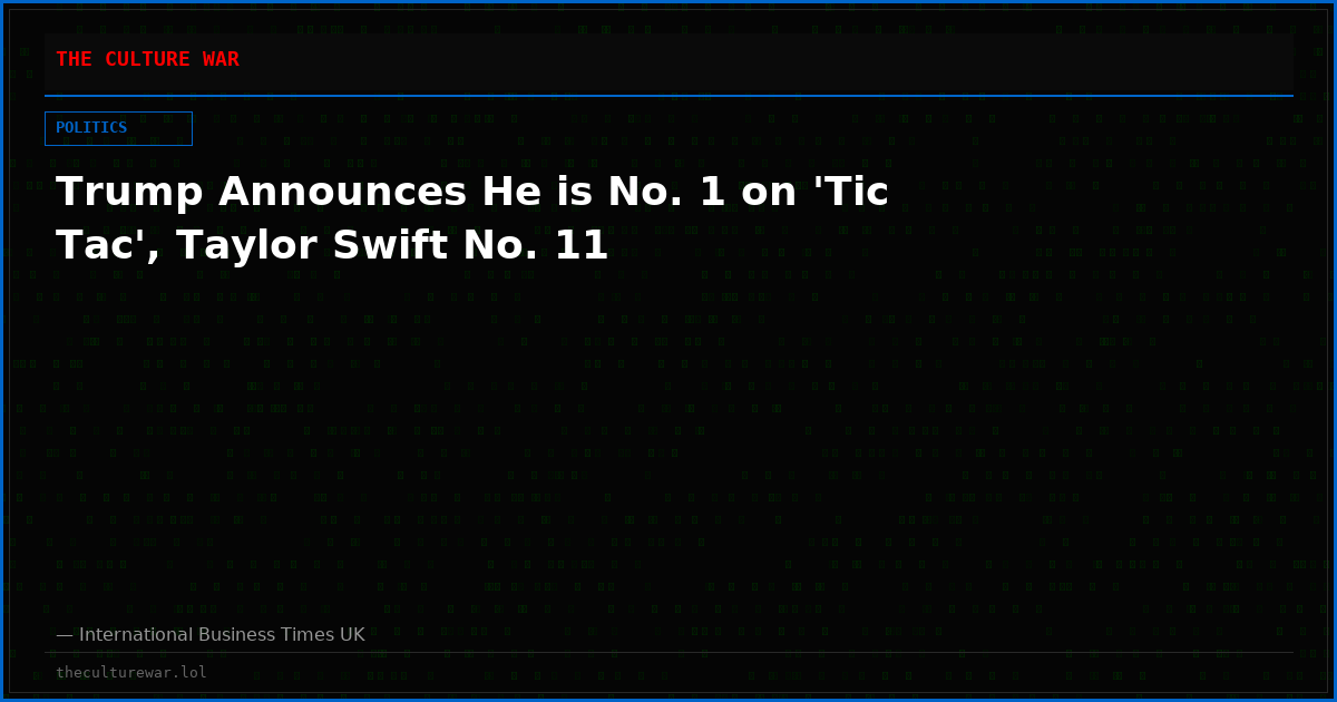 Trump Announces He is No. 1 on 'Tic Tac', Taylor Swift No. 11