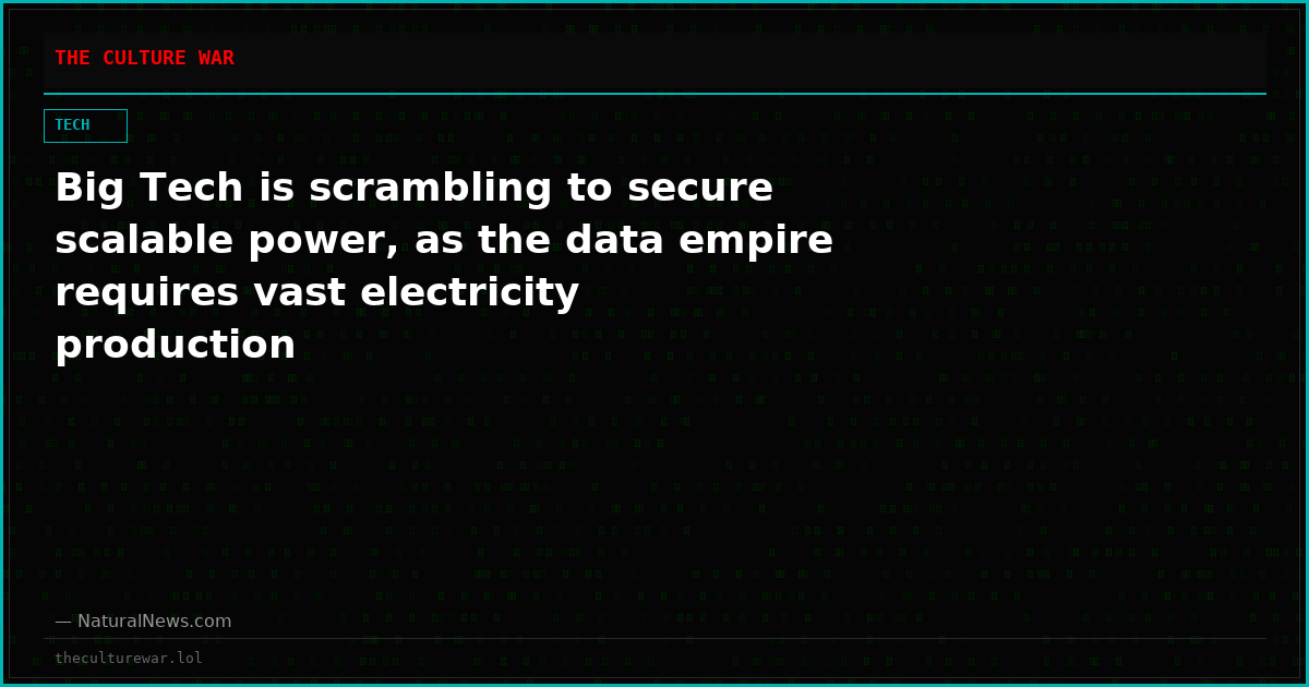 Big Tech is scrambling to secure scalable power, as the data empire requires vast electricity production