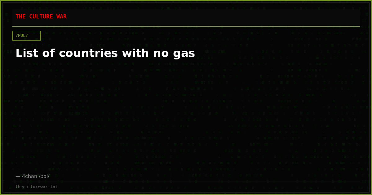 List of countries with no gas