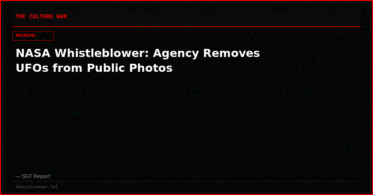 NASA Whistleblower: Agency Removes UFOs from Public Photos