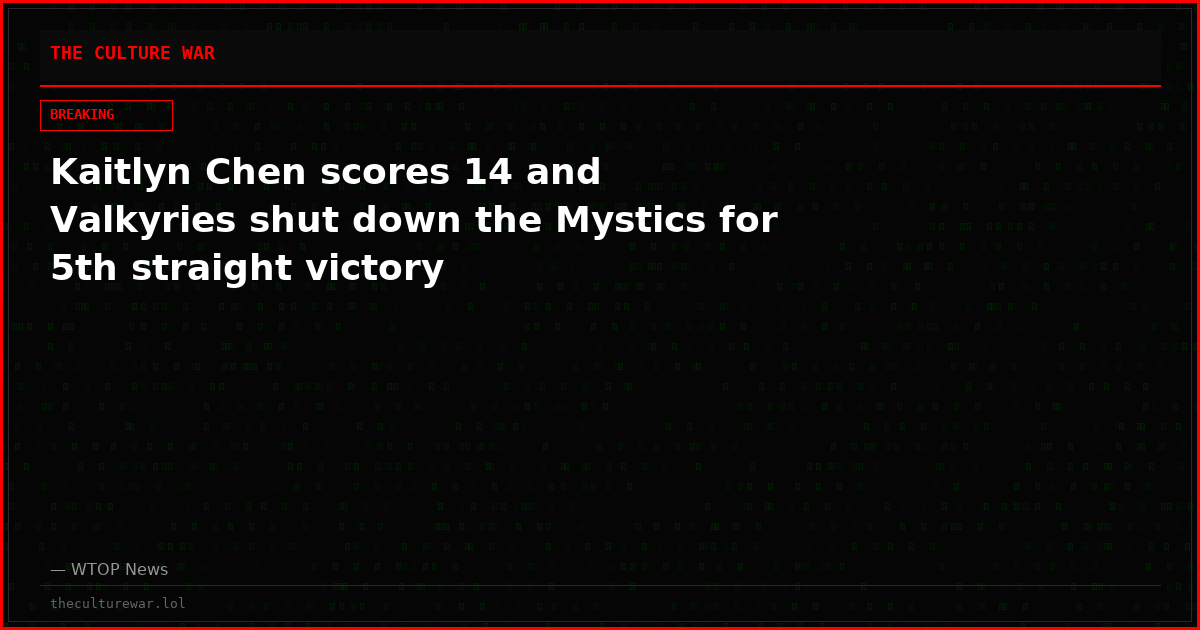 Kaitlyn Chen scores 14 and Valkyries shut down the Mystics for 5th straight victory