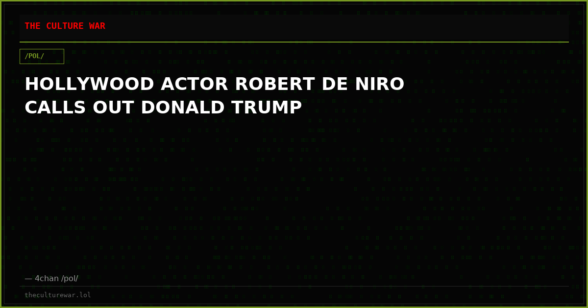 HOLLYWOOD ACTOR ROBERT DE NIRO CALLS OUT DONALD TRUMP