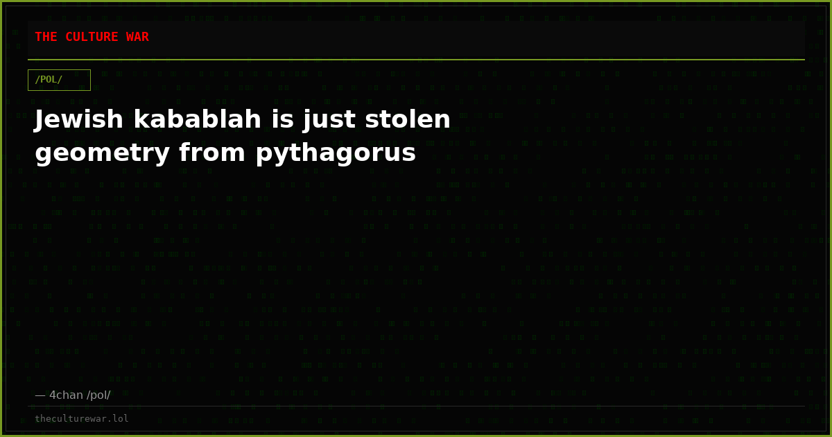 Jewish kabablah is just stolen geometry from pythagorus