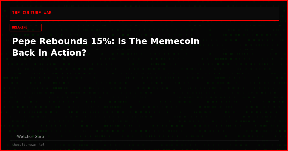 Pepe Rebounds 15%: Is The Memecoin Back In Action?