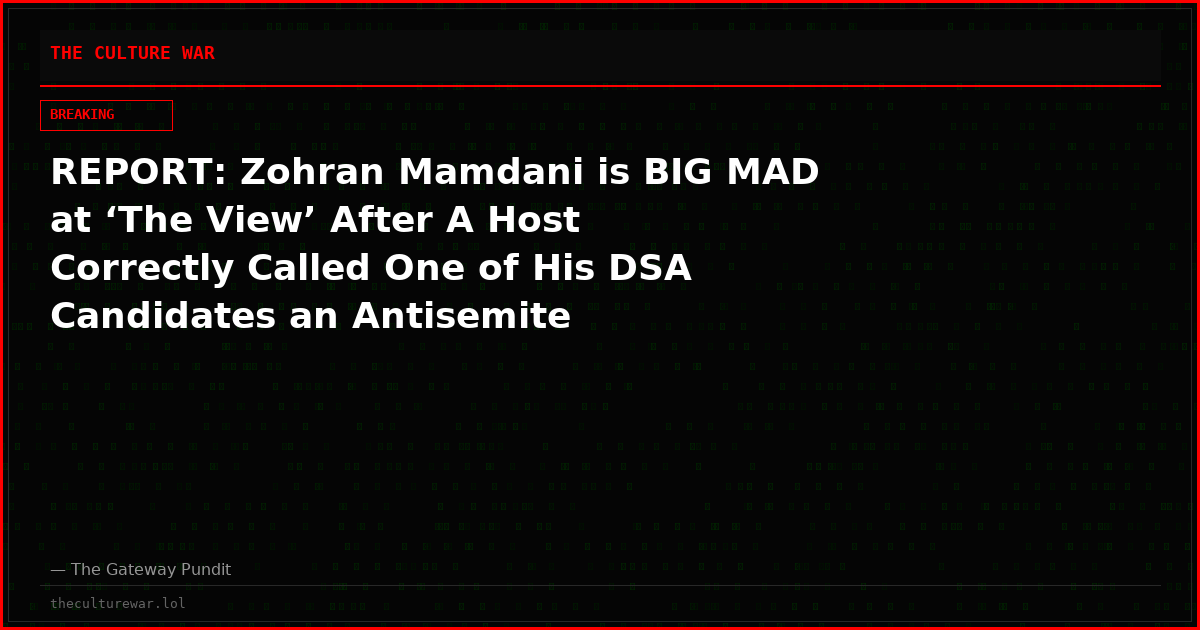 REPORT: Zohran Mamdani is BIG MAD at ‘The View’ After A Host Correctly Called One of His DSA Candidates an Antisemite