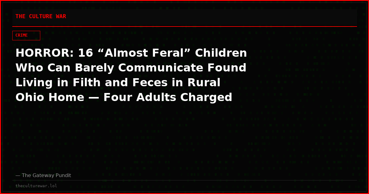 HORROR: 16 “Almost Feral” Children Who Can Barely Communicate Found Living in Filth and Feces in Rural Ohio Home — Four Adults Charged