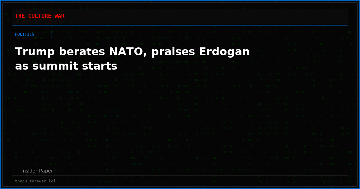 Trump berates NATO, praises Erdogan as summit starts