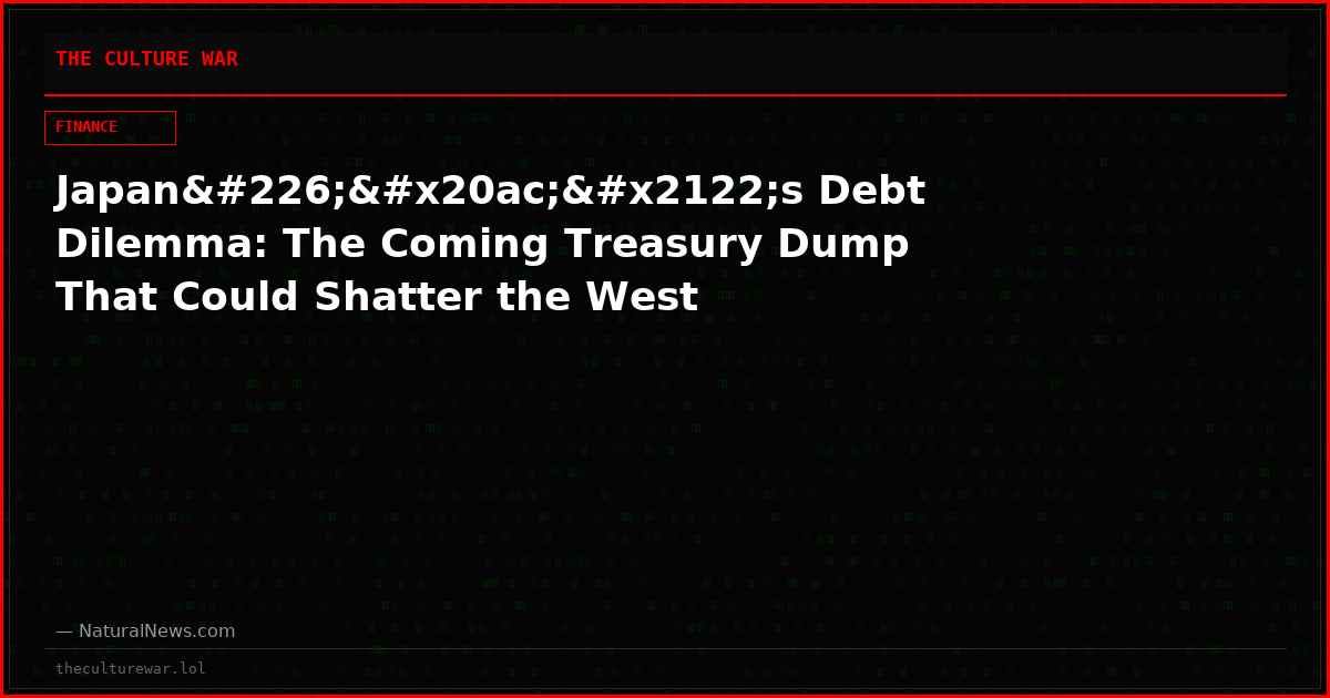Japanâ€™s Debt Dilemma: The Coming Treasury Dump That Could Shatter the West
