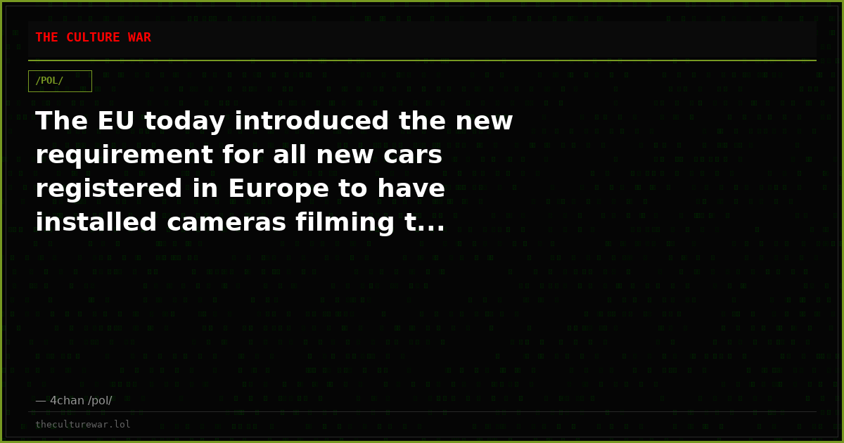 The EU today introduced the new requirement for all new cars registered in Europe to have installed cameras filming t...