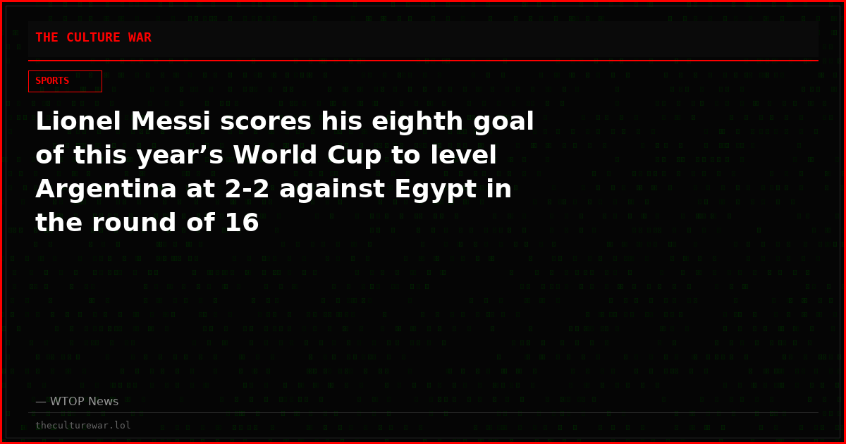 Lionel Messi scores his eighth goal of this year’s World Cup to level Argentina at 2-2 against Egypt in the round of 16