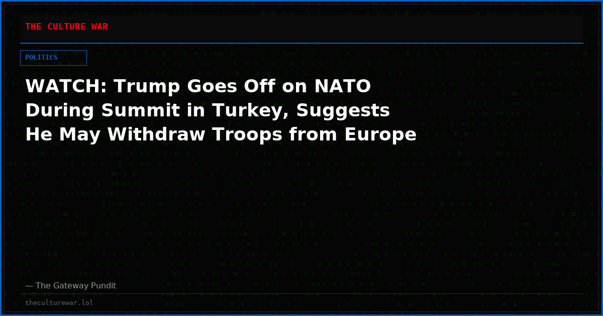 WATCH: Trump Goes Off on NATO During Summit in Turkey, Suggests He May Withdraw Troops from Europe