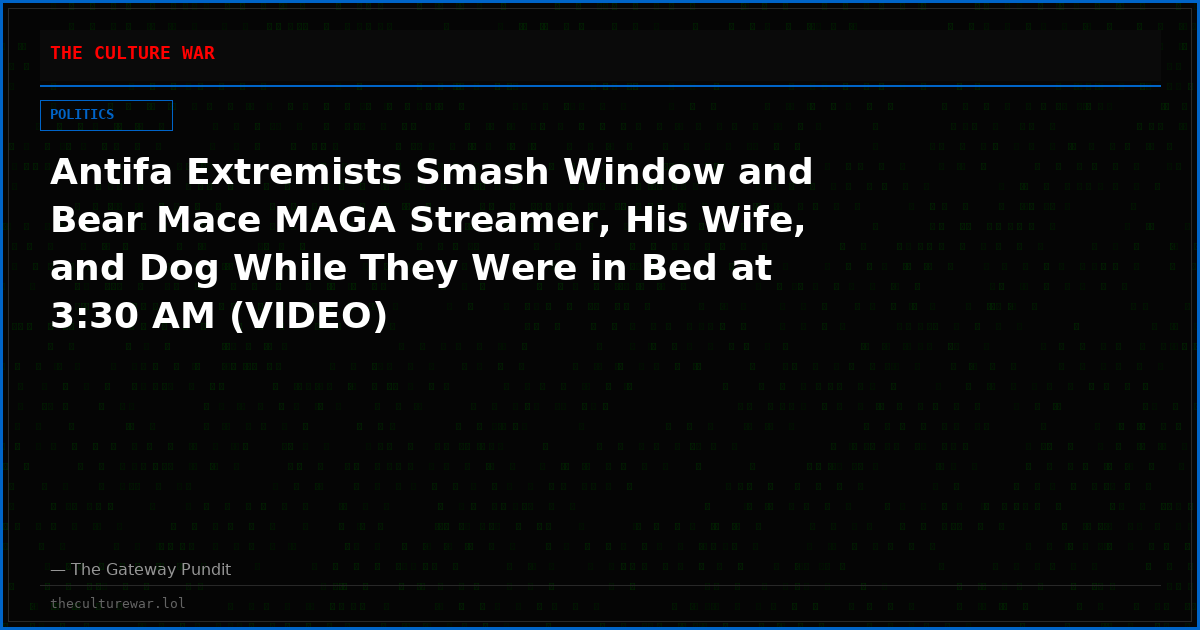 Antifa Extremists Smash Window and Bear Mace MAGA Streamer, His Wife, and Dog While They Were in Bed at 3:30 AM (VIDEO)