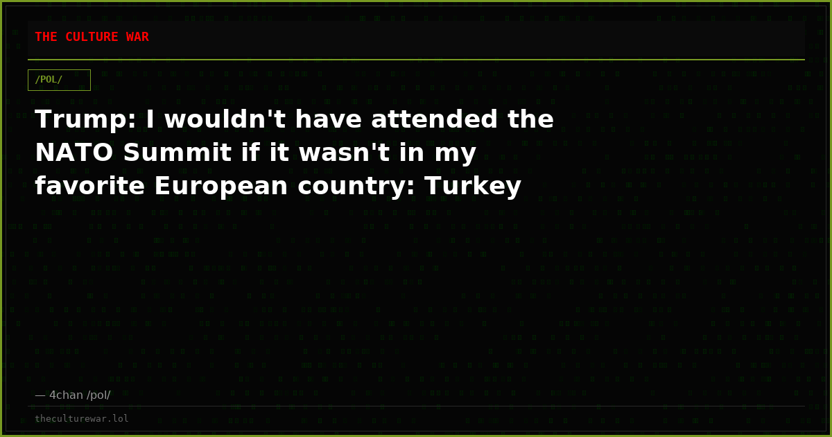 Trump: I wouldn't have attended the NATO Summit if it wasn't in my favorite European country: Turkey