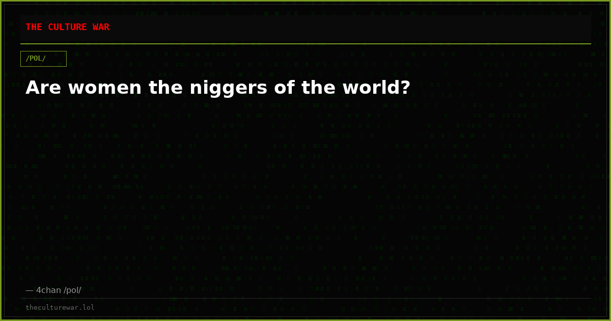 Are women the niggers of the world?