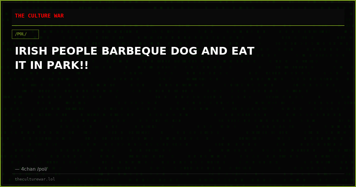 IRISH PEOPLE BARBEQUE DOG AND EAT IT IN PARK!!