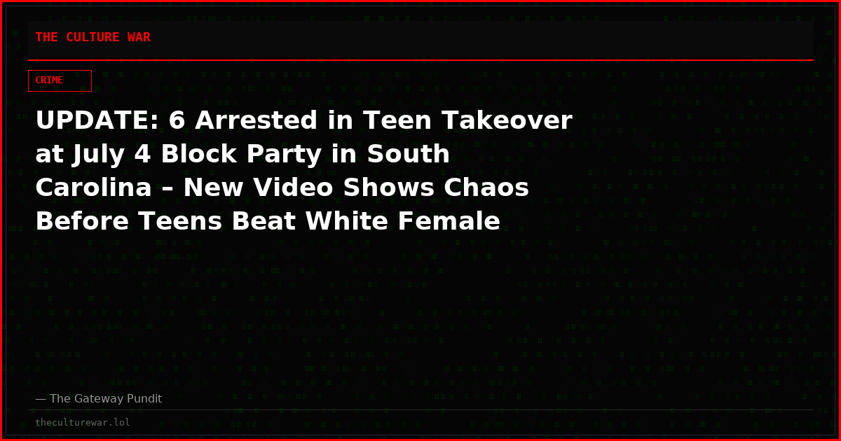 UPDATE: 6 Arrested in Teen Takeover at July 4 Block Party in South Carolina – New Video Shows Chaos Before Teens Beat White Female Police Officer (VIDEO)