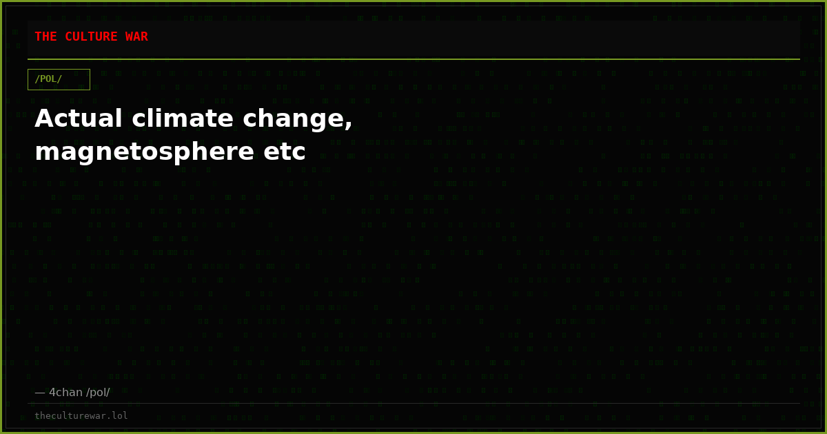 Actual climate change, magnetosphere etc